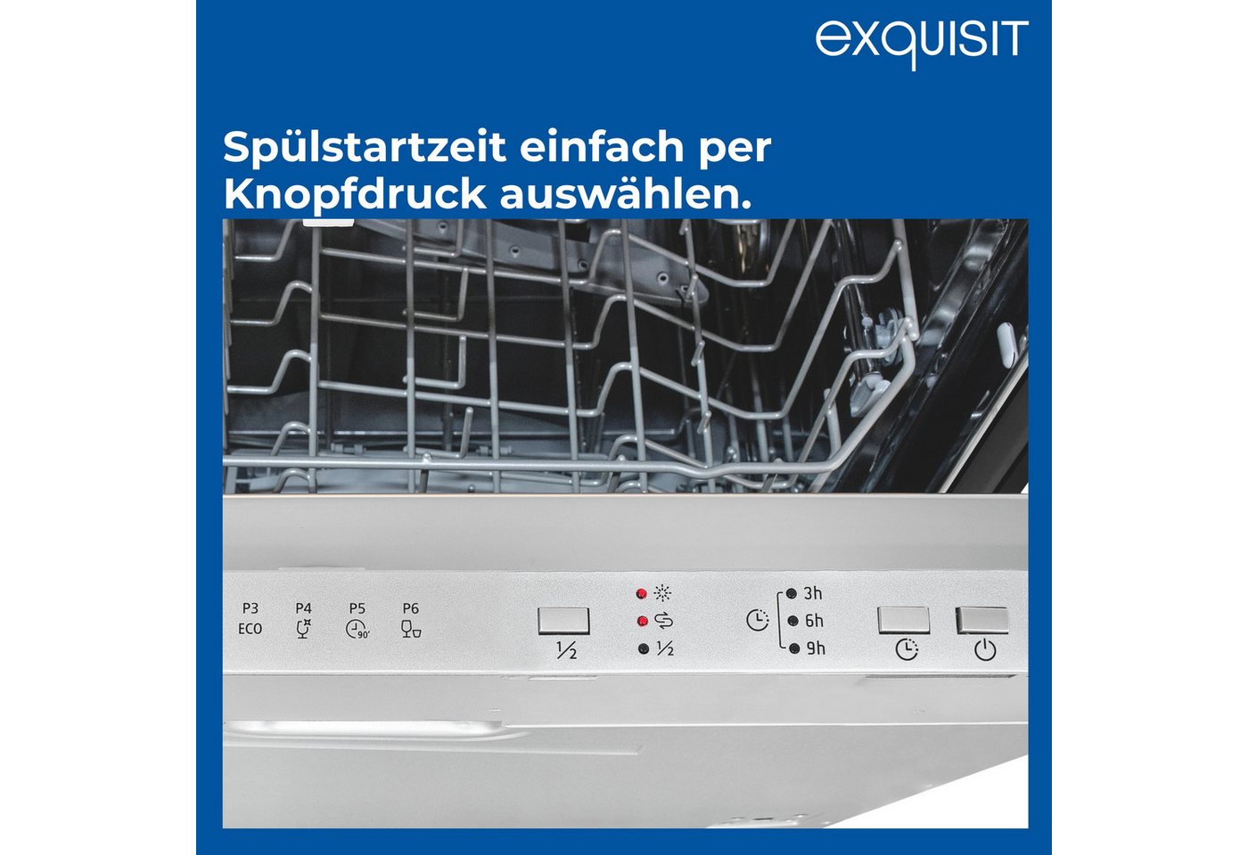 exquisit vollintegrierbarer Geschirrspüler EGSP56312-E-030E, 12 Maßgedecke, 6 Programme, Startzeitvorwahl, 12 Maßgedecke Bild 5