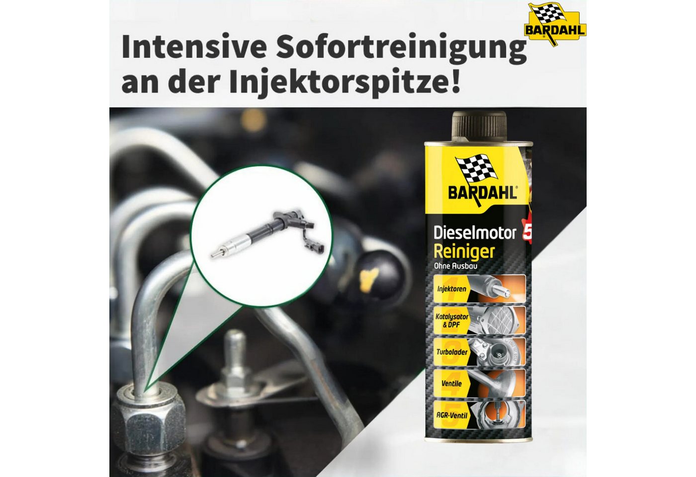 Bardahl Diesel-Additiv Bardahl Diesel Motorenreiniger 5 in 1, Systemreiniger DPF - 500 ml, (1-St., 500 ml) Reinigt das Kraftstoffsystem, AGR-Ventil, Dieselpartikelfilter Bild 5