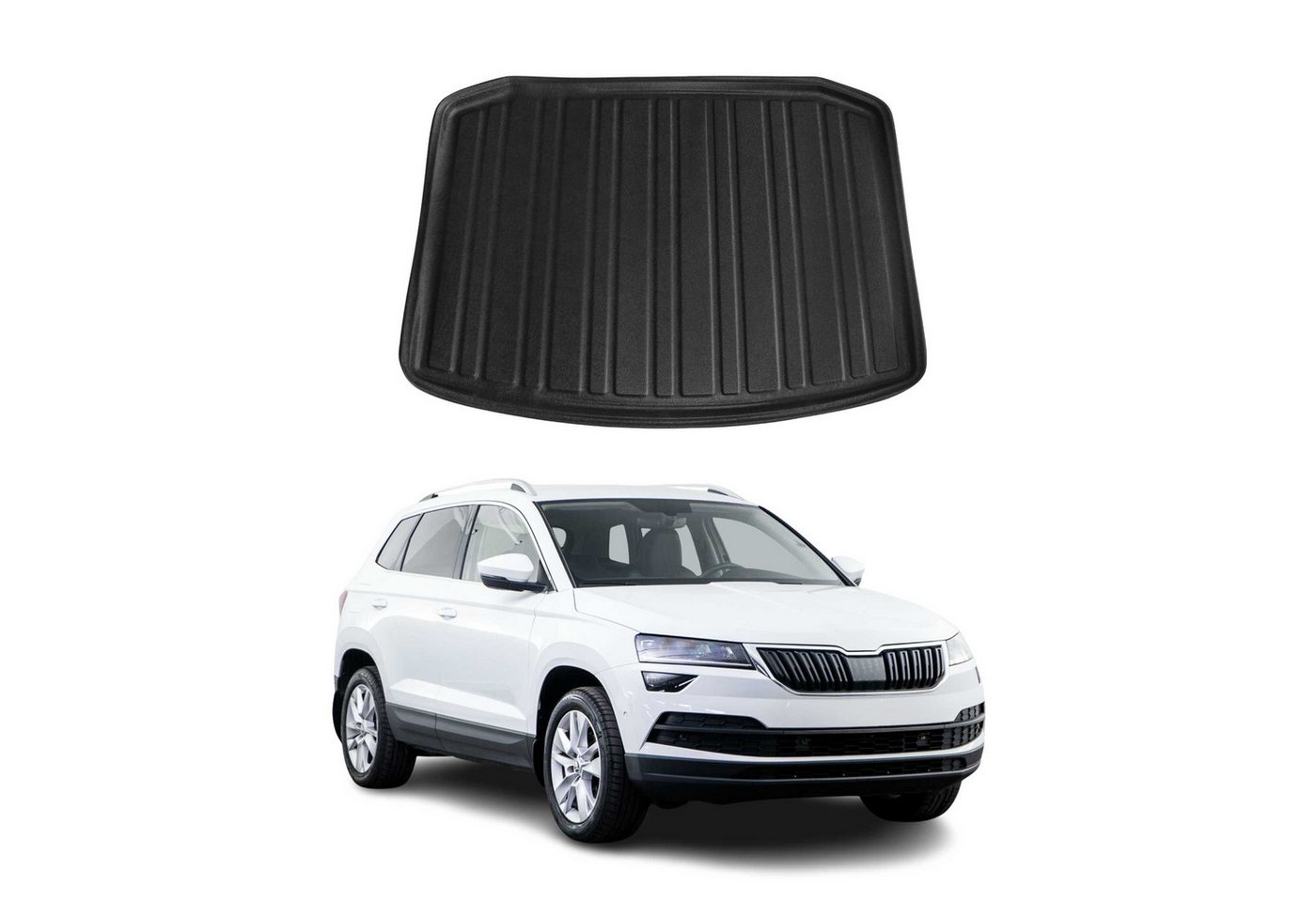 OMAC Kofferraummatte Kofferraumwanne für Skoda Karoq 2017-2025 Gummi TPE Schwarz (1 St), für Skoda Karoq 2017-2025 Skoda Karoq 2017-2025, Einfache Installation,Antirutsch,Leicht zu reinigen,Leichtgewicht Bild 4