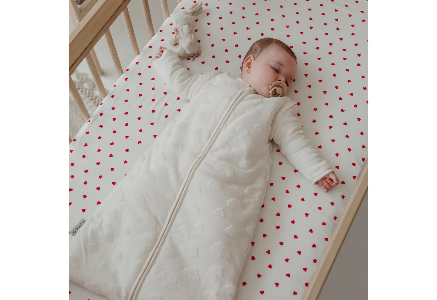 Meyco Baby Babyschlafsack Clouds natural (Baumwolle, Polyester, 1 tlg), 90cm Bild 2