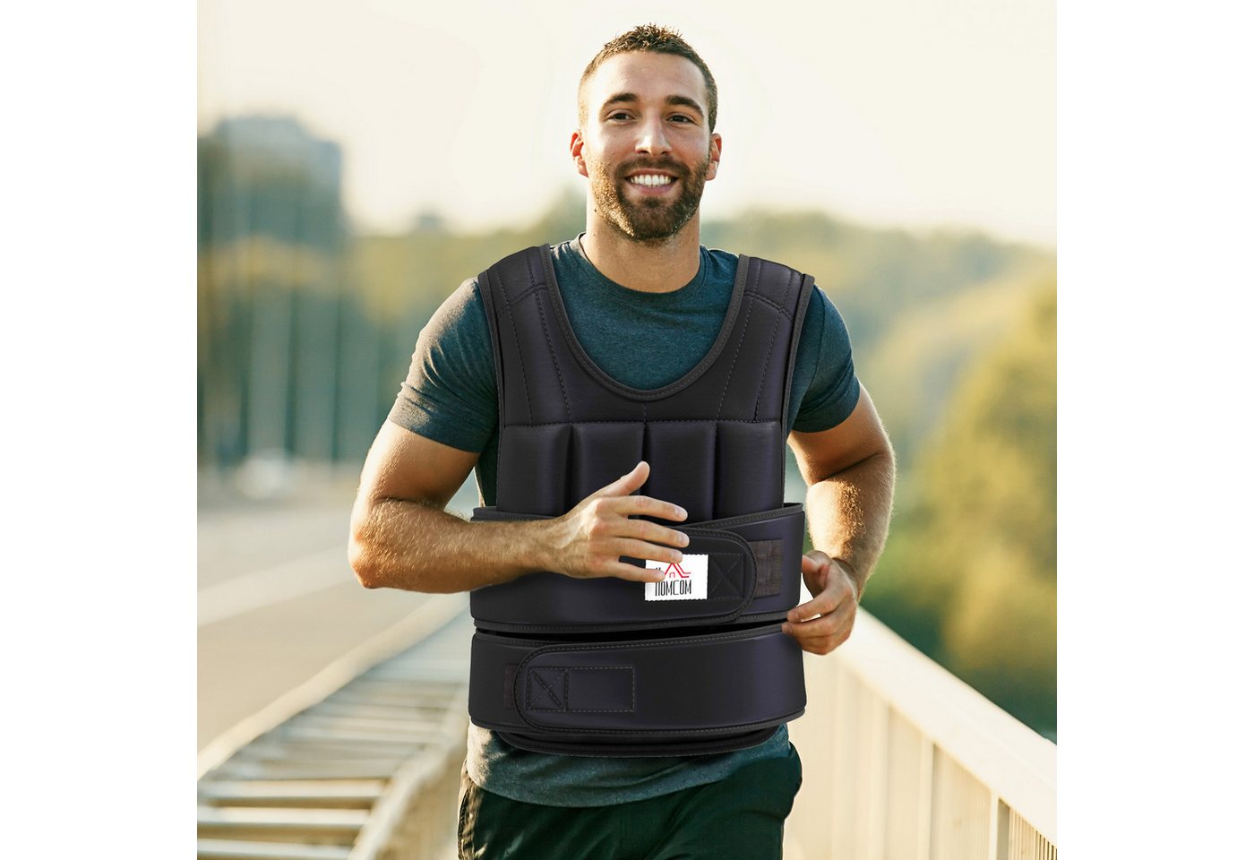 HOMCOM Gewichtsweste mit verstellbare herausnehmenbar Gewichten Klettverschlüsse, (Trainingsweste, 1-tlg., Laufweste), für Muskelaufbau Krafttraining, Laufen, Fitness, Cross Training