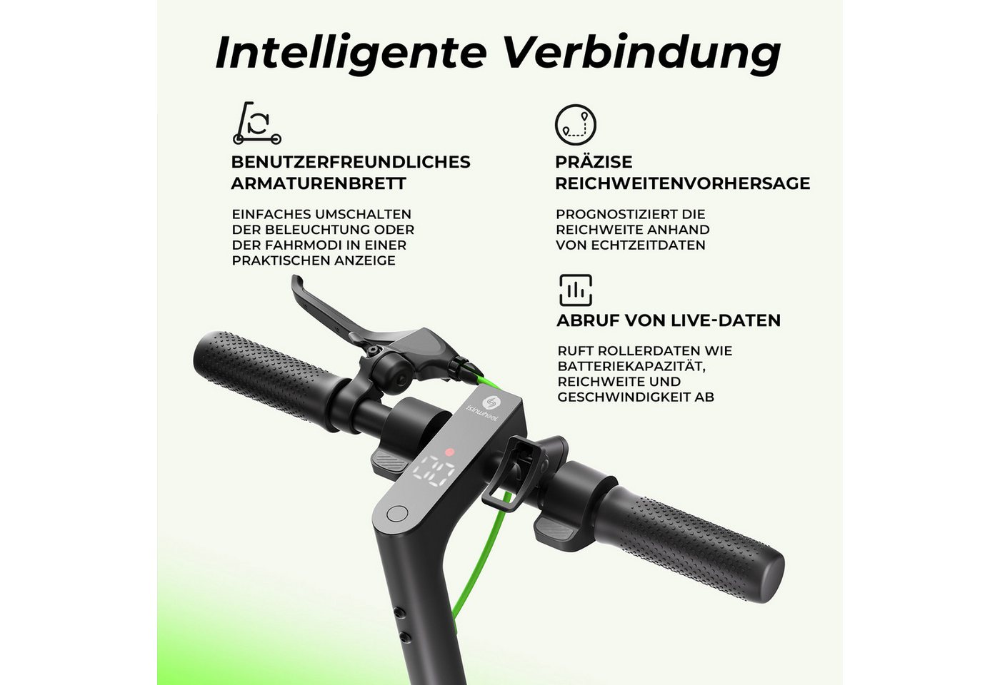 iSinwheel E-Scooter 10 Zoll Elektroscooter 500W Vollreifen mit Straßenzulassung, 500,00 W, 20,00 km/h, Ladegerät/Tasche/Installationswerkzeug/APP Bild 2