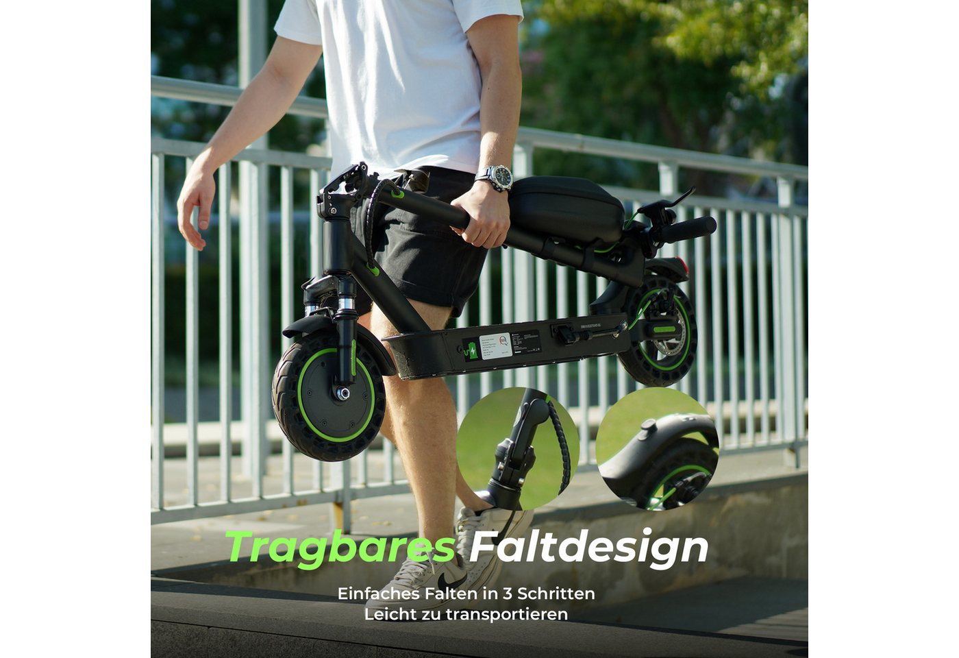 iSinwheel E-Scooter 10 Zoll Elektroscooter 500W Vollreifen mit Straßenzulassung, 500,00 W, 20,00 km/h, Ladegerät/Tasche/Installationswerkzeug/APP Bild 5