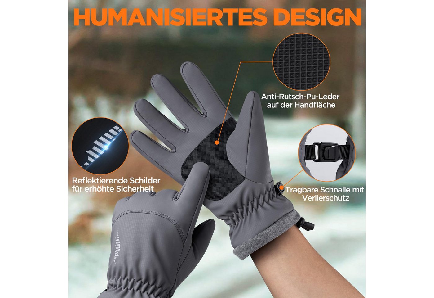 Coonoor Fahrradhandschuhe Wasserdichte Winterhandschuhe für Herren Damen, Multisporthandschuhe Thermo Warme Fahrradhandschuhe mit Touchscreen, Warme Skihandschuhe Bild 4