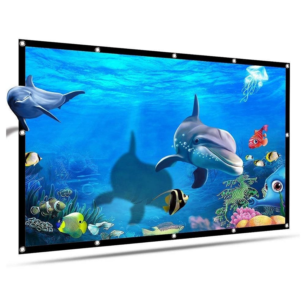 AURIVION 120 Zoll Projektionsleinwand faltbar 16:9 für Outdoor & Heimkino Rolloleinwand (HD Leinwand knitterfrei, tragbar und einfach aufzubauen) Bild 2