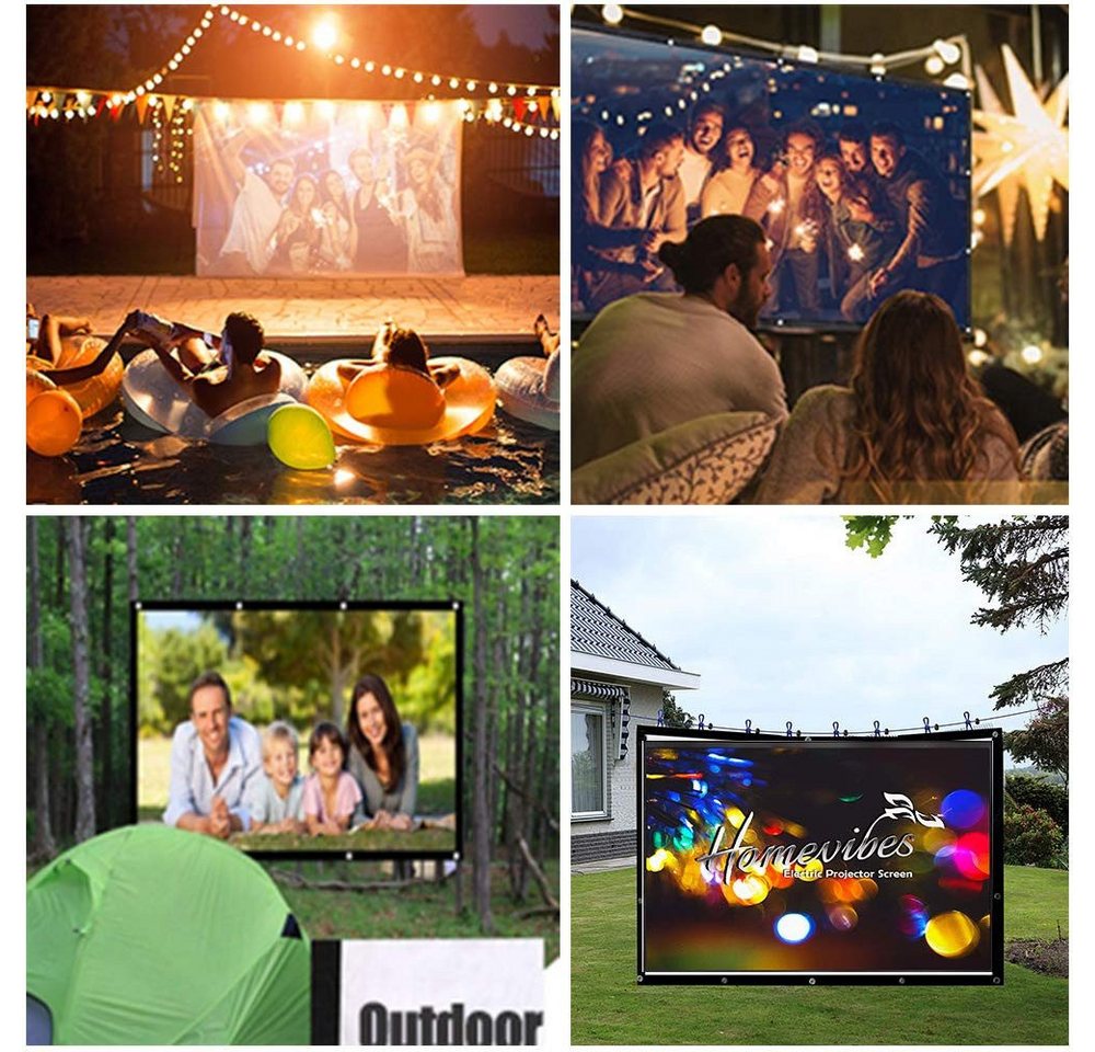 AURIVION 120 Zoll Projektionsleinwand faltbar 16:9 für Outdoor & Heimkino Rolloleinwand (HD Leinwand knitterfrei, tragbar und einfach aufzubauen) Bild 5