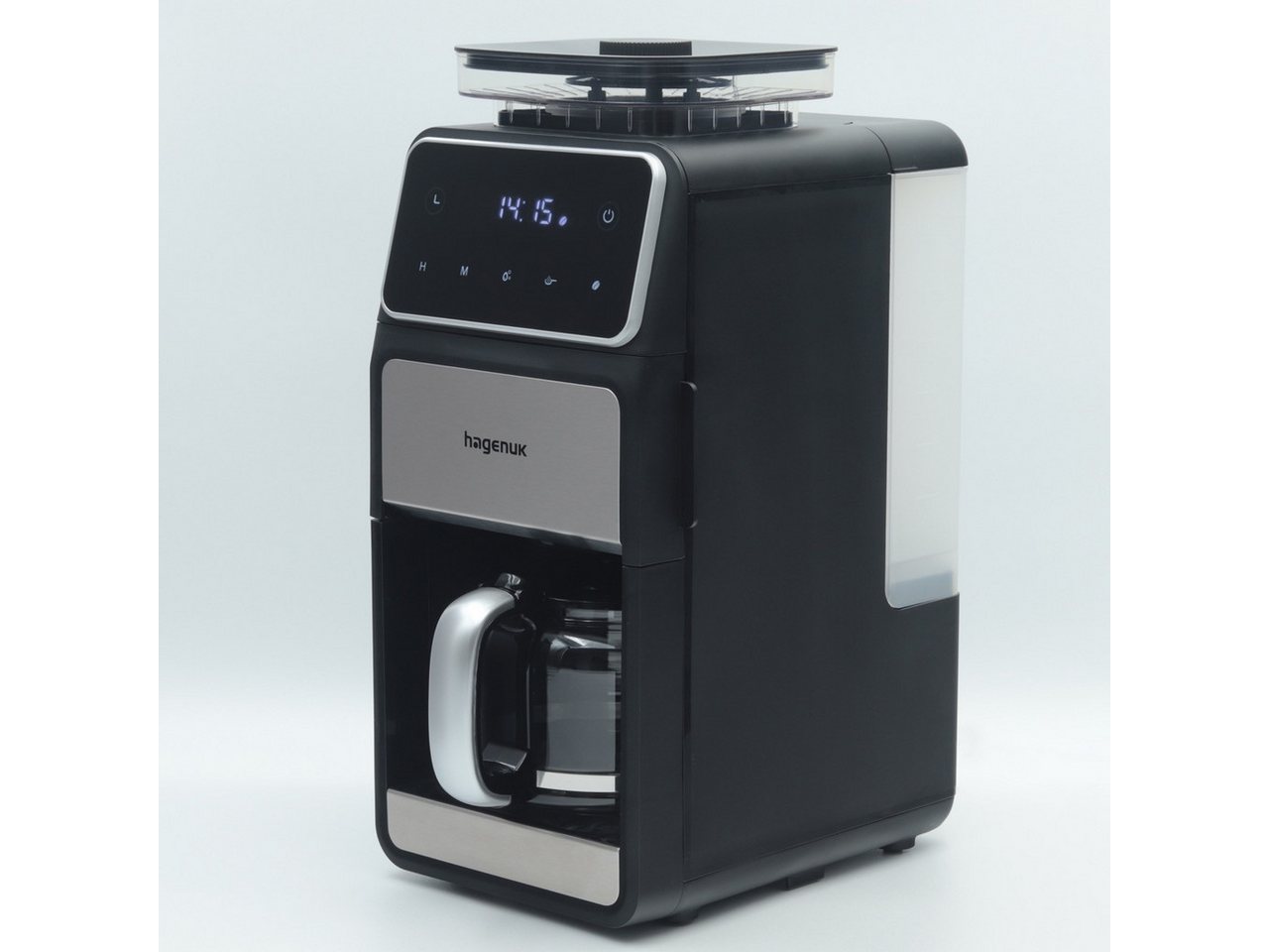 Hagenuk Kaffeemaschine mit Mahlwerk, 1.5l Kaffeekanne, Permanentfilter, abnehmbarer Wassertank