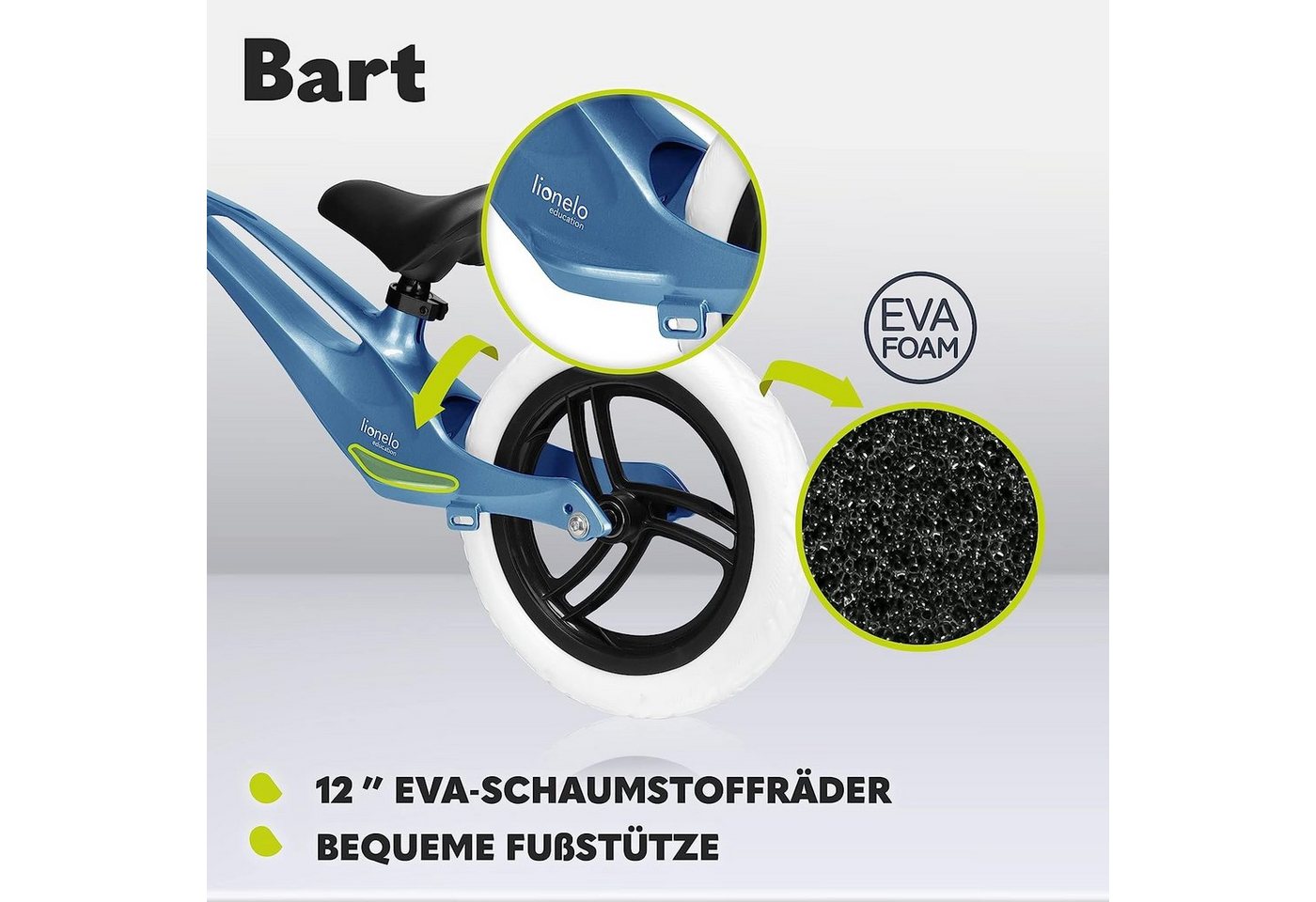 lionelo Laufrad BART 12 Zoll, ab 18 monaten 12 Zool Räder MAX 30Kg Magnesiumlegierung