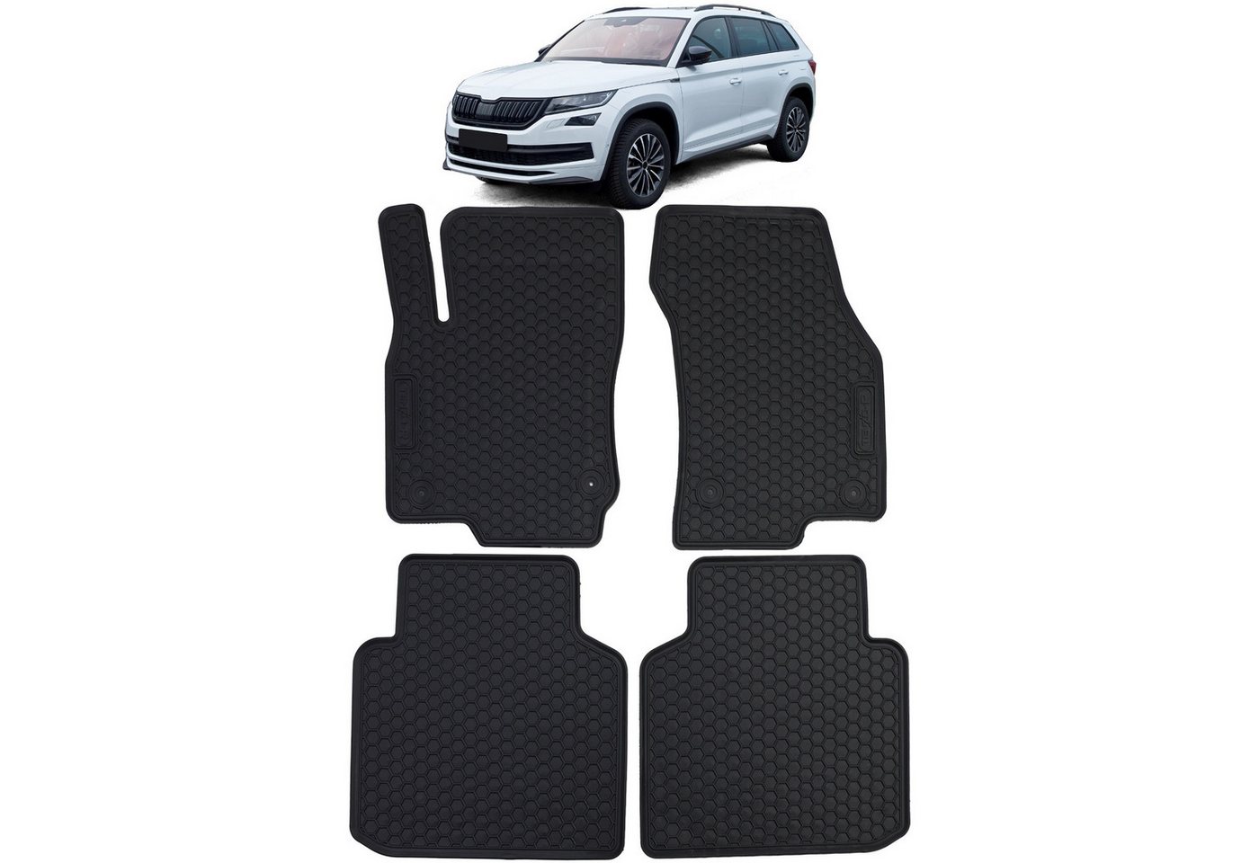 Tenzo-R Passform-Fußmatten Auto Gummi Fußmatten Schwarz Premium Set für Skoda Kodiaq 2017-2023 Bild 4