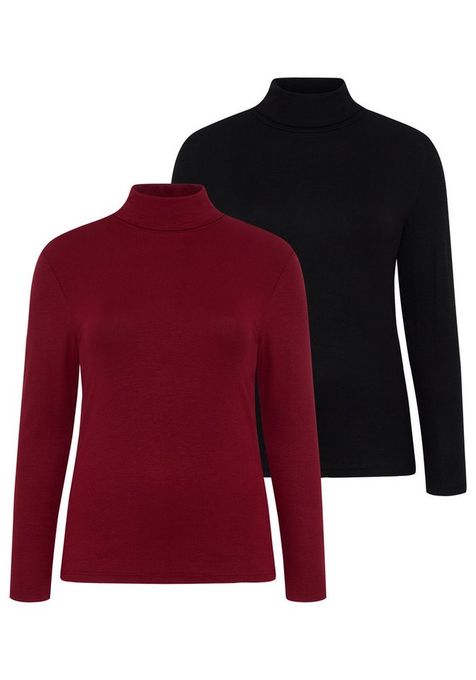 Laura Scott CURVE Rollkragenshirt Große Größen figurbetonte Passform, hüftbedeckende Länge, aus Viskosemischung Bild 3