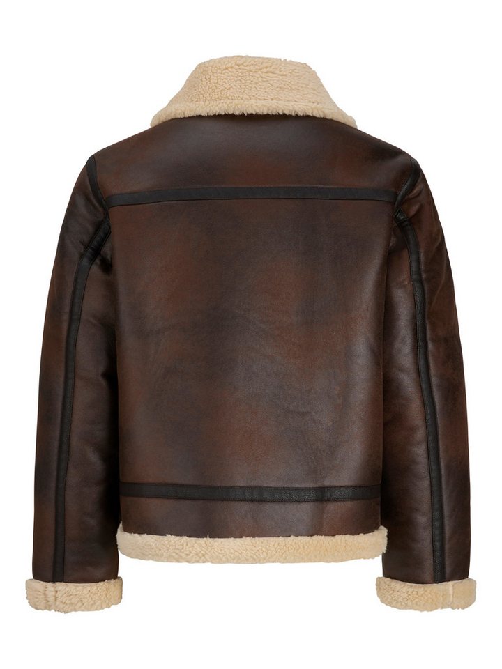 Jack & Jones Outdoorjacke JORNORREBRO AVIATOR JACKET SN Lederimitat, mit Teddy Besatz, im Flieger Look