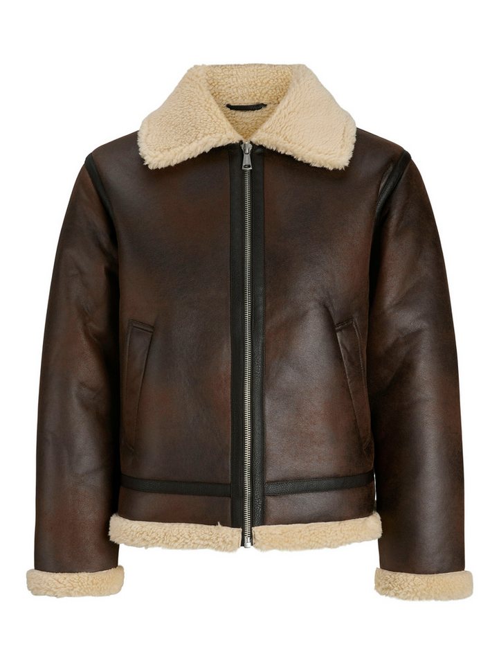 Jack & Jones Outdoorjacke JORNORREBRO AVIATOR JACKET SN Lederimitat, mit Teddy Besatz, im Flieger Look Bild 3