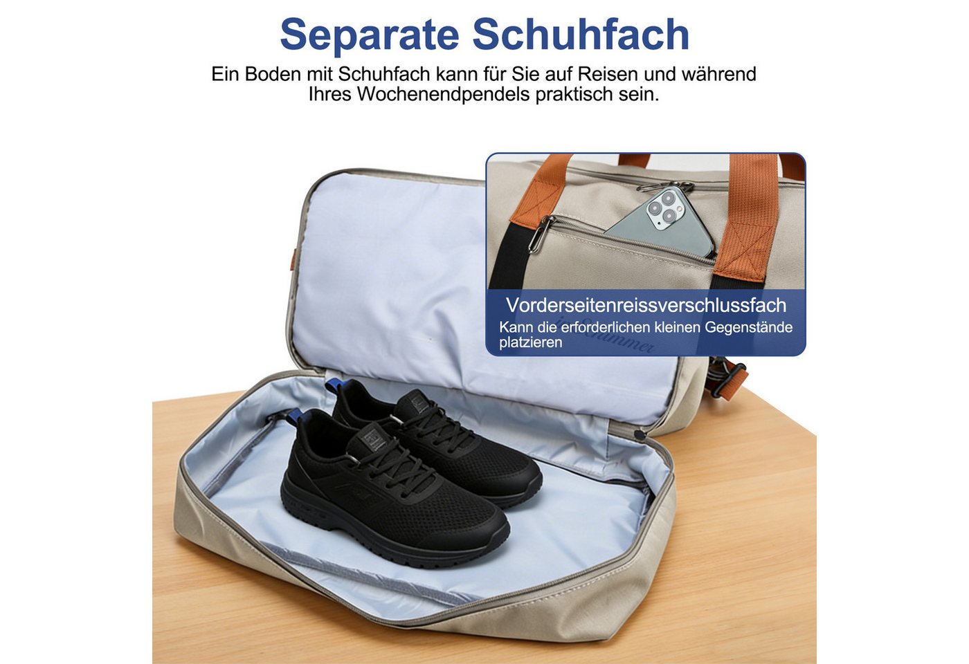 inschimmer Reisetasche Fitnesstasche Sporttasche mit Schuhfach & Nassfach für Reisen Arbeiten Bild 3