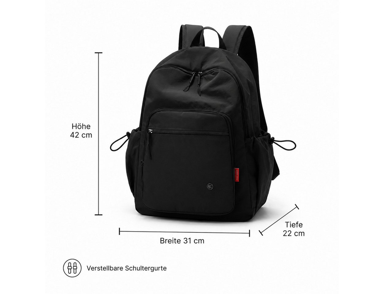 ibettertec Rucksack Rucksack Freizeitrucksack mit Reißverschlussfach (verstellbaren Schultergurten und mehreren Fächern, 42 x 31 x 22 cm), Tagesrucksack für Schule, Arbeit und Reisen Bild 3