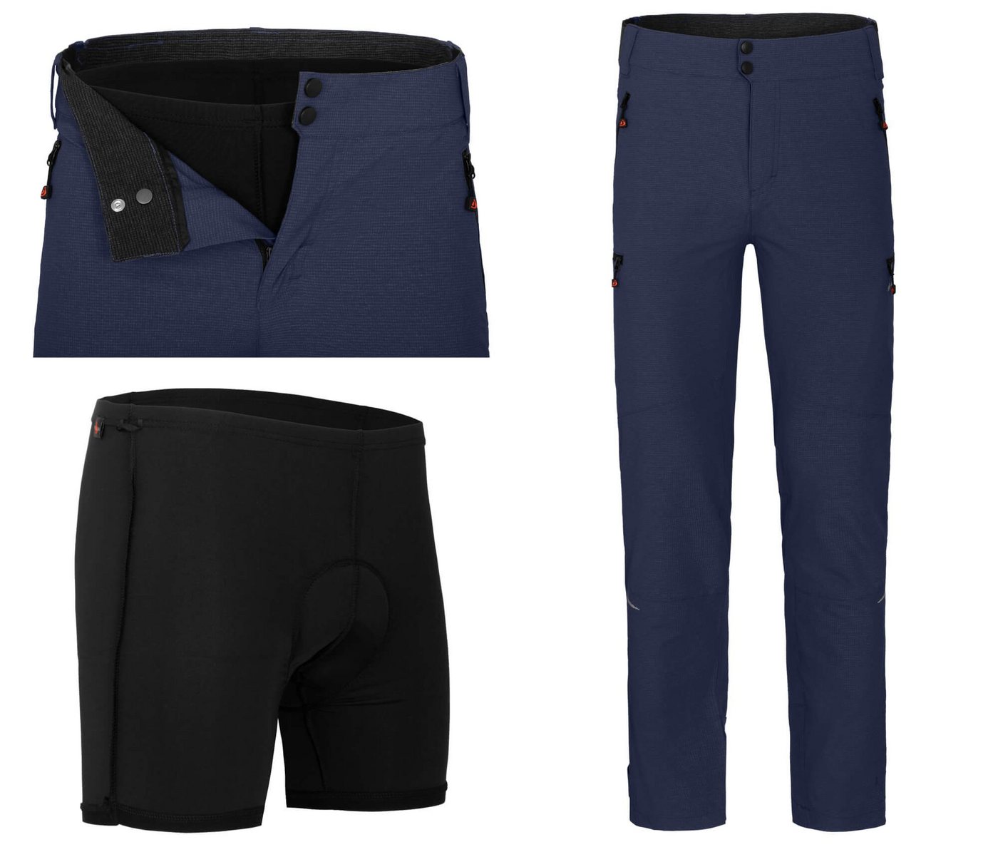 Fahrradhose PORVOO (mit gepolsterter Innenhose) Herren Radhose, robust, elastisch, Langgrößen, peacoat blau Bild 2