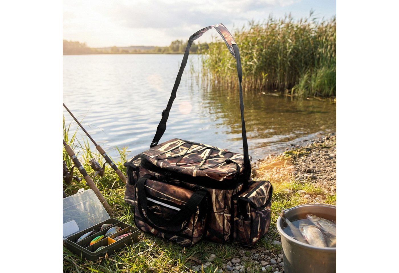 GARRYFIZH Angelrucksack Angelrucksack Angeltasche Angeltasche mit Schultergurt, Mehrere Fächer Als Schultertasche oder Handtasche verwendbar
