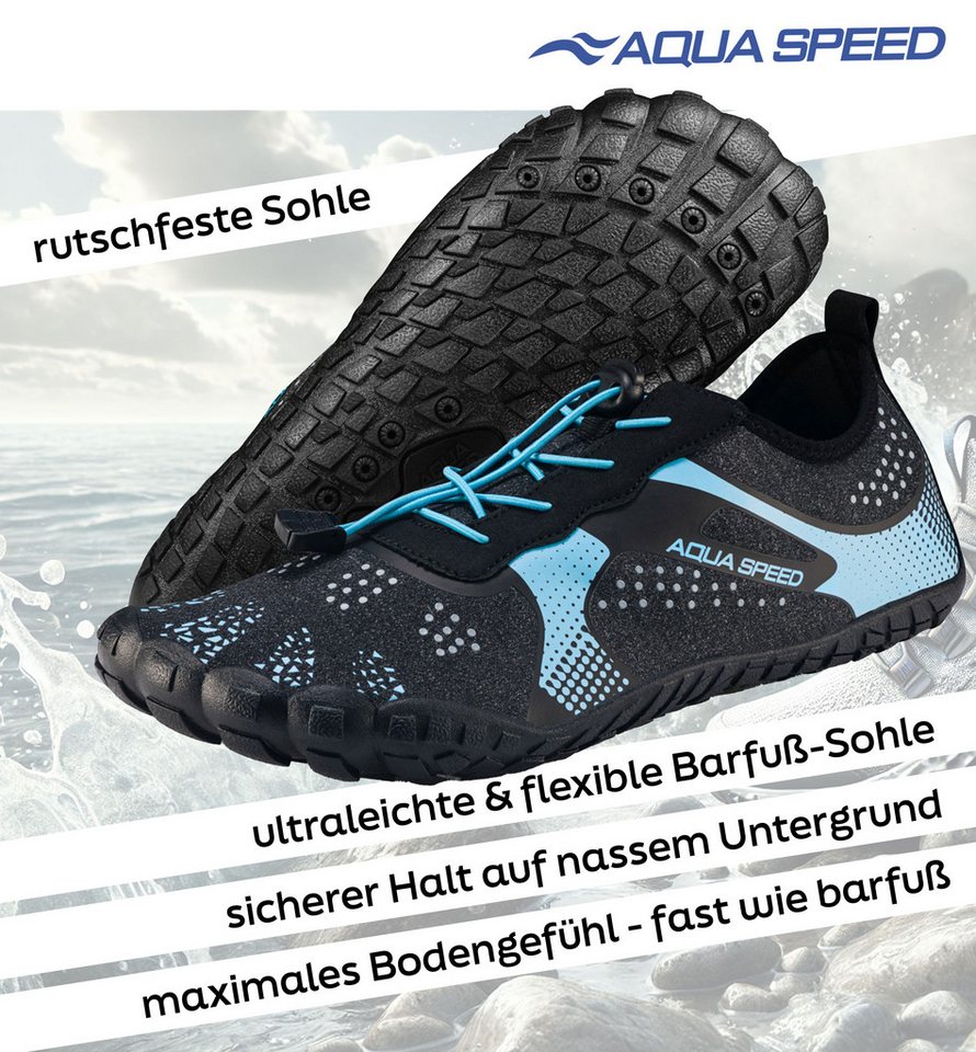 Aqua Speed Nautilus Strandschuhe Gr. 46 – Hellblau + Mikrofaserhandtuch Wasserschuh (Aqua Sneaker mit Schnellverschluss – flexibel & rutschfest) Kein Schwitzen, kein Reiben – ideal für Barfußfreunde