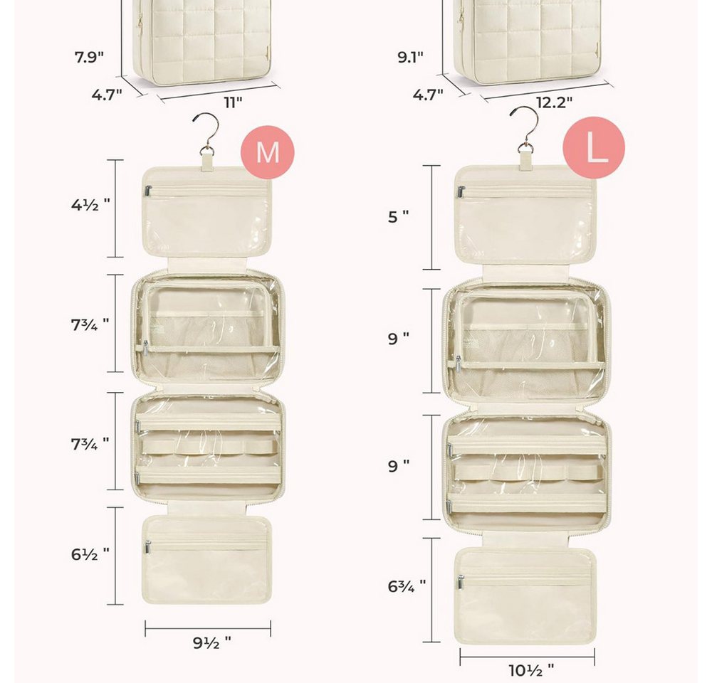 Coonoor Kosmetiktasche Groß Kulturbeutel zum Aufhängen, Kulturtasche für Damen, Damen Reise Schmuck Organizer, Puffy Makeup Cosmetic Bag Organizer Bild 4