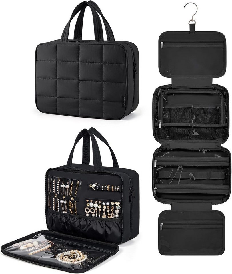Coonoor Kosmetiktasche Groß Kulturbeutel zum Aufhängen, Kulturtasche für Damen, Damen Reise Schmuck Organizer, Puffy Makeup Cosmetic Bag Organizer Bild 5