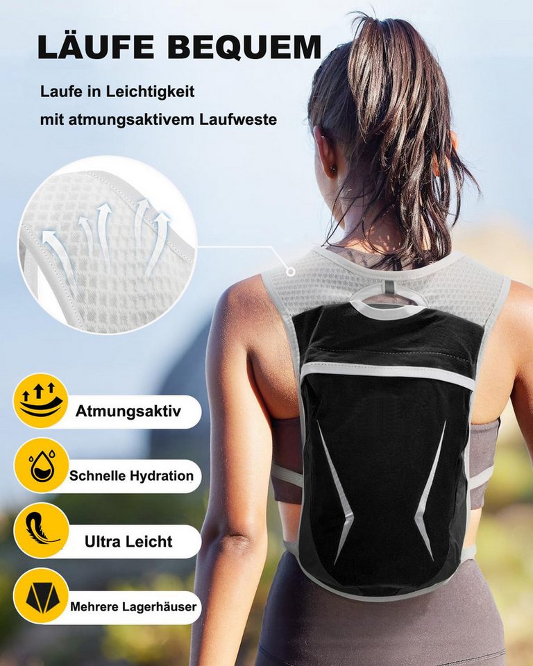 Coonoor Trinkrucksack Laufweste für Männer und Frauen, Hydrationsrucksack mit Reflektoren (1-tlg), verstellbare Laufweste für Laufen und Radfahren, Trinken unterwegs