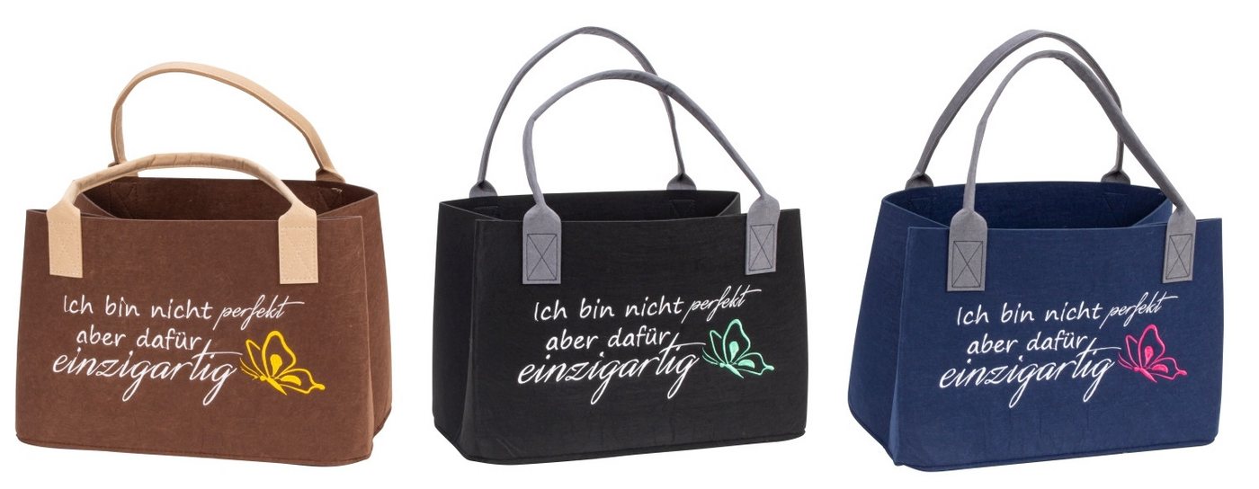 MF Einkaufsshopper Filztasche Unica Ich bin nicht perfekt einzigartig 40 cm