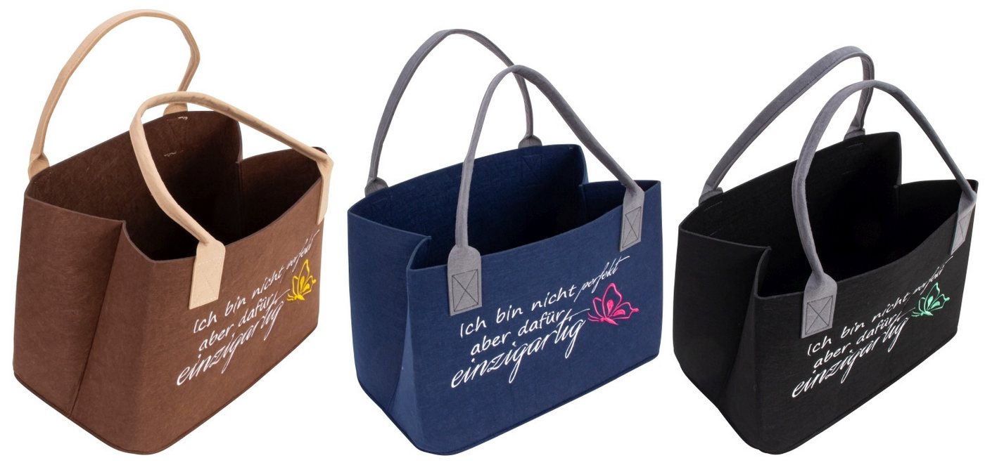 MF Einkaufsshopper Filztasche Unica Ich bin nicht perfekt einzigartig 40 cm Bild 3