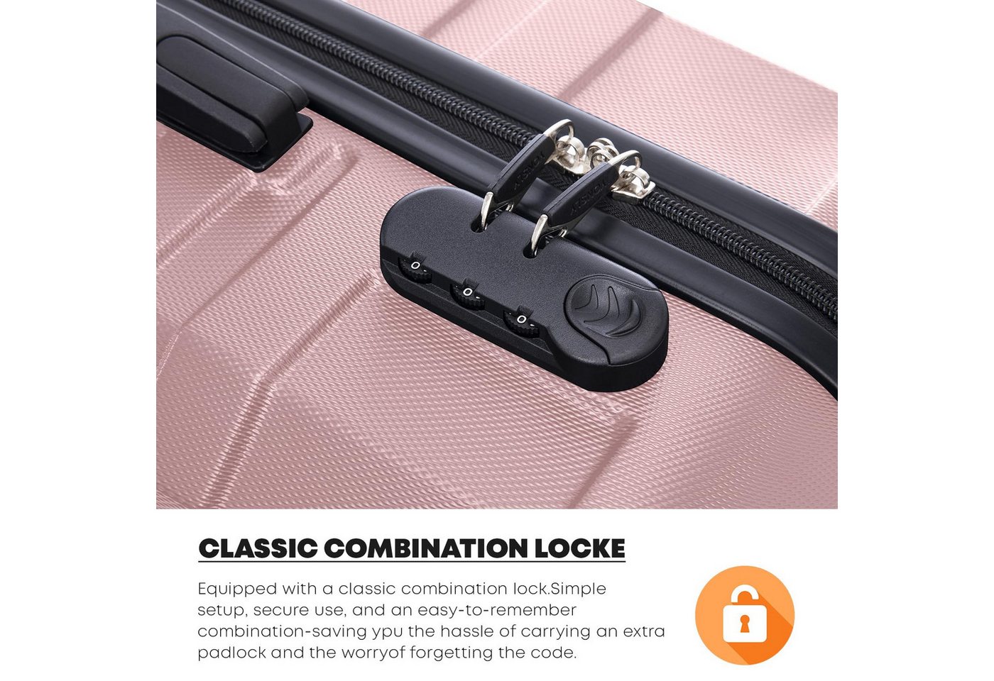 YONSLY Trolleyset Hartschalen-Reisekoffer Trolley Rollkoffer Gepäckset aus ABS, 4 Rollen, (Trolley-Set, 3 tlg., M, L & XL), vier Stellfüße zum seitlichen abstellen Bild 3