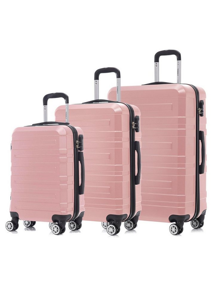 YONSLY Trolleyset Hartschalen-Reisekoffer Trolley Rollkoffer Gepäckset aus ABS, 4 Rollen, (Trolley-Set, 3 tlg., M, L & XL), vier Stellfüße zum seitlichen abstellen Bild 5