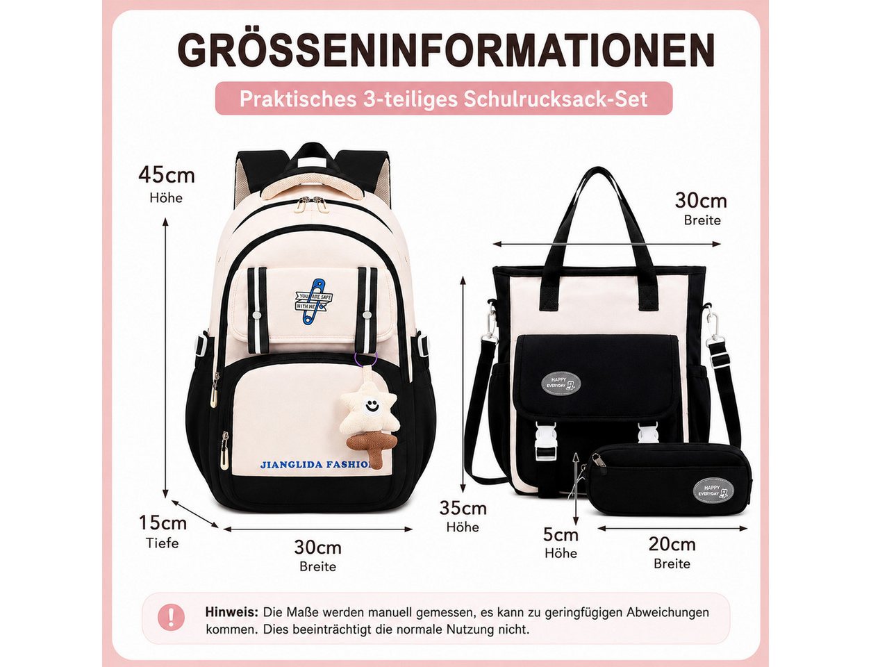 MOPUEA Schulrucksack Schulrucksack-Set Jungen Teenager coole Camouflage-Büchertaschen (3-tlg), Rucksack Wasserabweisend mit Lunchbox, Federmäppchen, 3-teilig Bild 3