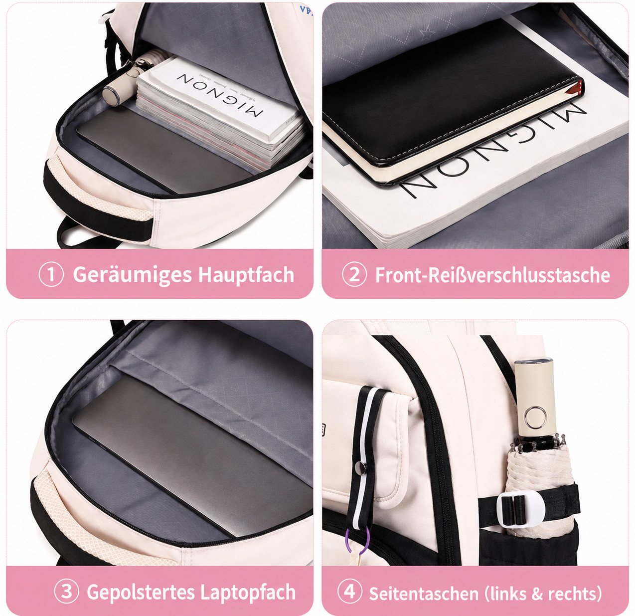 MOPUEA Schulrucksack Schulrucksack-Set Jungen Teenager coole Camouflage-Büchertaschen (3-tlg), Rucksack Wasserabweisend mit Lunchbox, Federmäppchen, 3-teilig Bild 4