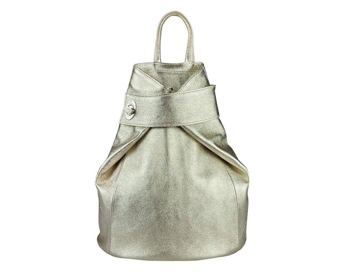 ITALYSHOP24 Rucksack Made in Italy Damen Leder Schultertasche Daypack Freizeitrucksack Bag, PREMIUM Cityrucksack Umhängetasche Shopper Tagesrucksack Handgepäck Bild 2