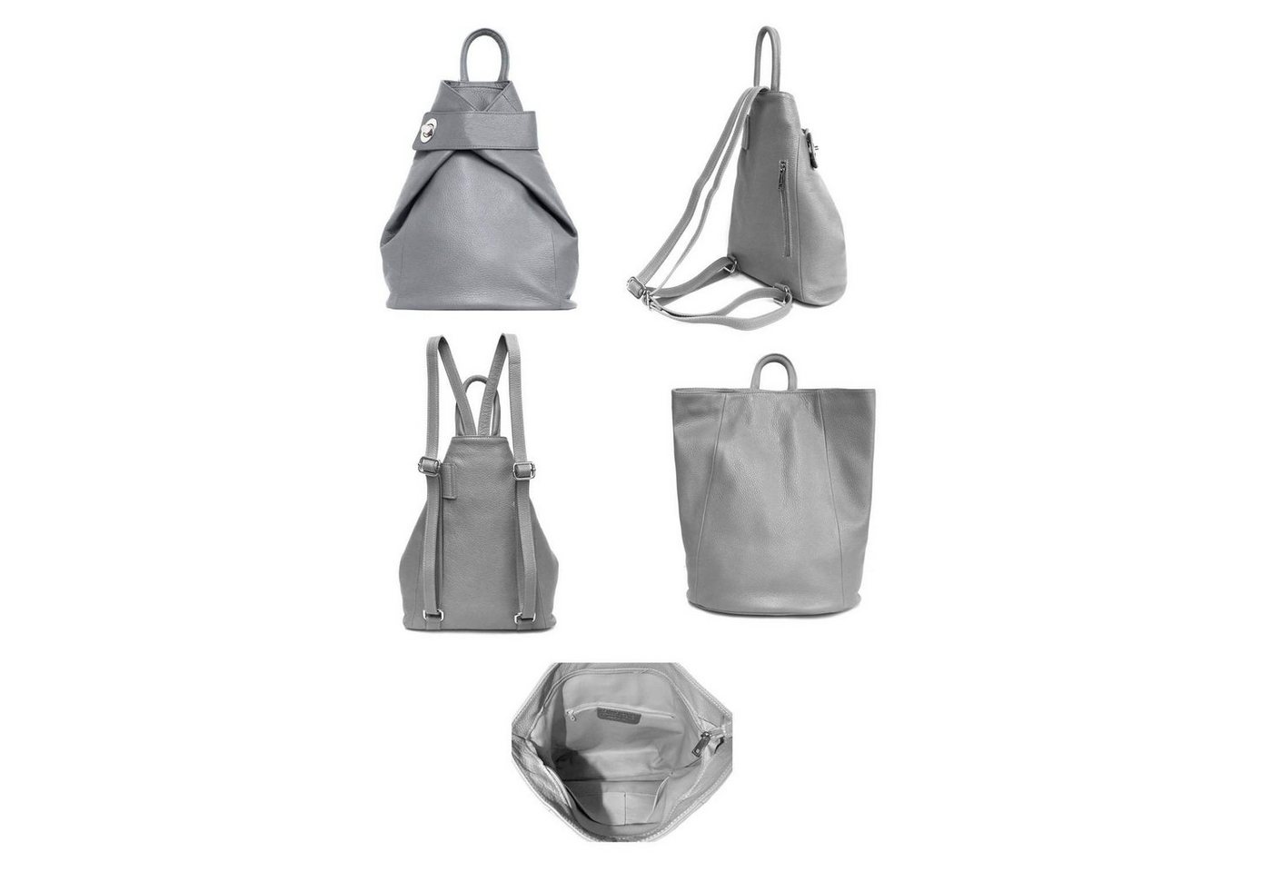 ITALYSHOP24 Rucksack Made in Italy Damen Leder Schultertasche Daypack Freizeitrucksack Bag, PREMIUM Cityrucksack Umhängetasche Shopper Tagesrucksack Handgepäck Bild 4