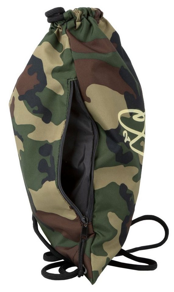 2Stoned Turnbeutel Sportbeutel Sportrucksack in Camouflage für Damen, Herren und Kinder, geräumiges Seitenfach mit Reißverschluss Bild 2