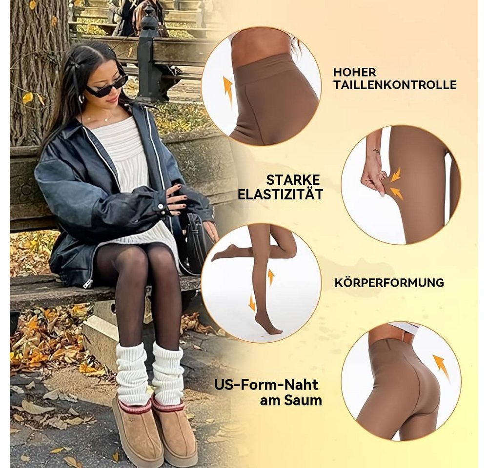 Blusmart Thermostrumpfhose Winter Frauen Thermo Leggings (warm sexy elastisch 2 St. durchscheinend Strumpf) Hohe Taille schlanke verdicken enge Hosen