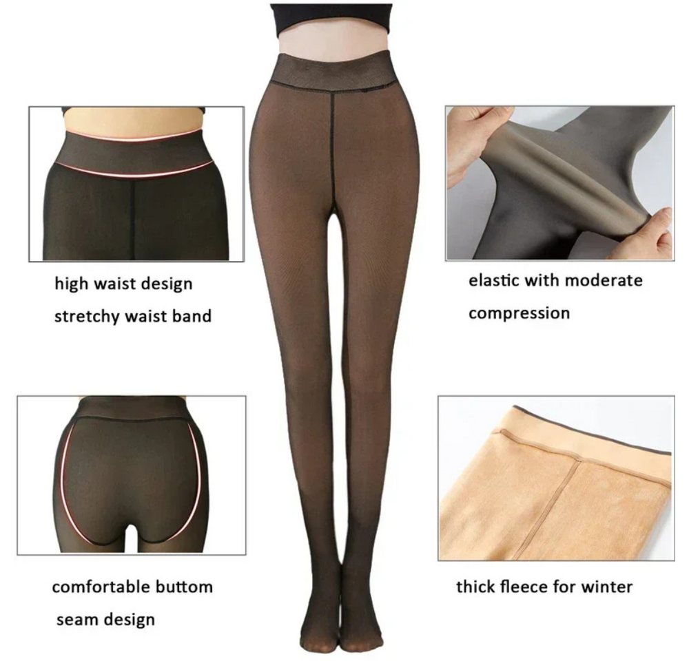 Blusmart Thermostrumpfhose Winter Frauen Thermo Leggings (warm sexy elastisch 2 St. durchscheinend Strumpf) Hohe Taille schlanke verdicken enge Hosen Bild 4