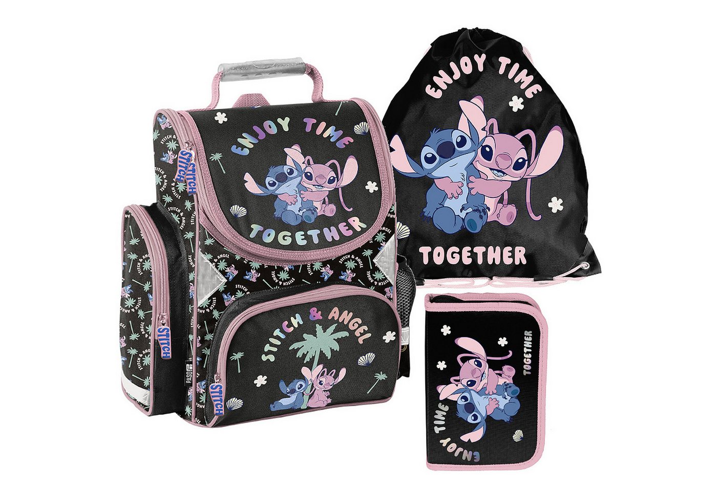PASO Schulrucksack Mega-Set Lilo&Stitch (Schulset, 3-tlg), Kinder Schulranzen Rucksack + Turnbeutel + Federmäppchen Bild 5