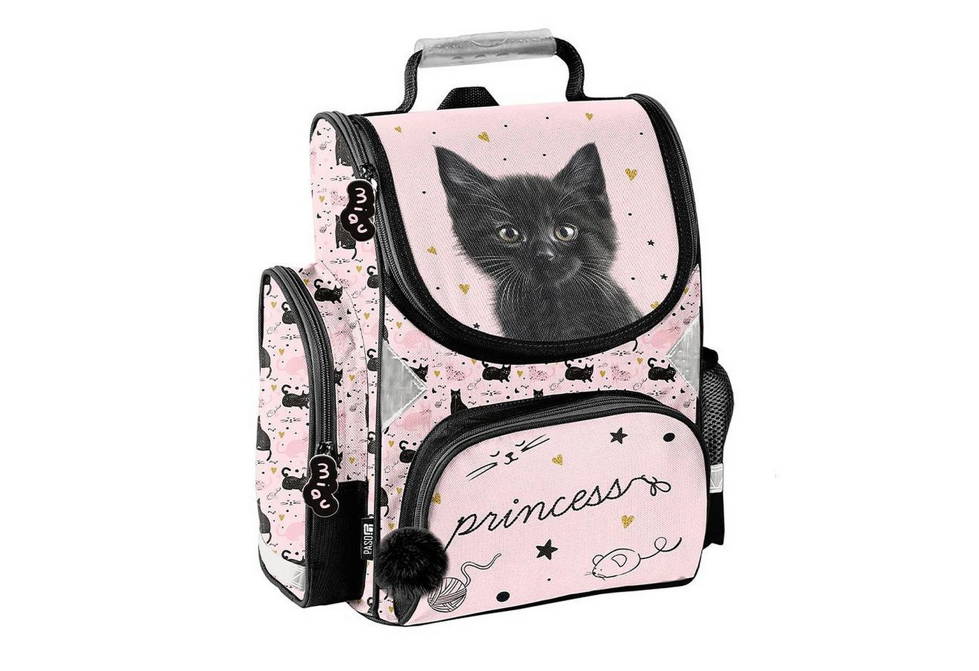 PASO Schulrucksack Mega-Set Kätzchen Princess Schulset 6-tlg. (Rucksack + Turnbeutel + Federmäppchen + Lunchbox + Trinkflasche + Sporttasche, 6-tlg)