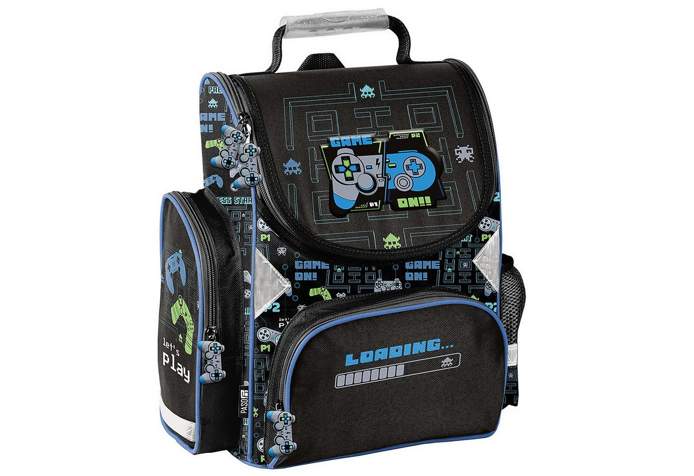 PASO Schulrucksack (Schulset, 5-tlg), Game Pads, 5-tlg. Set, Schwarz Bild 3
