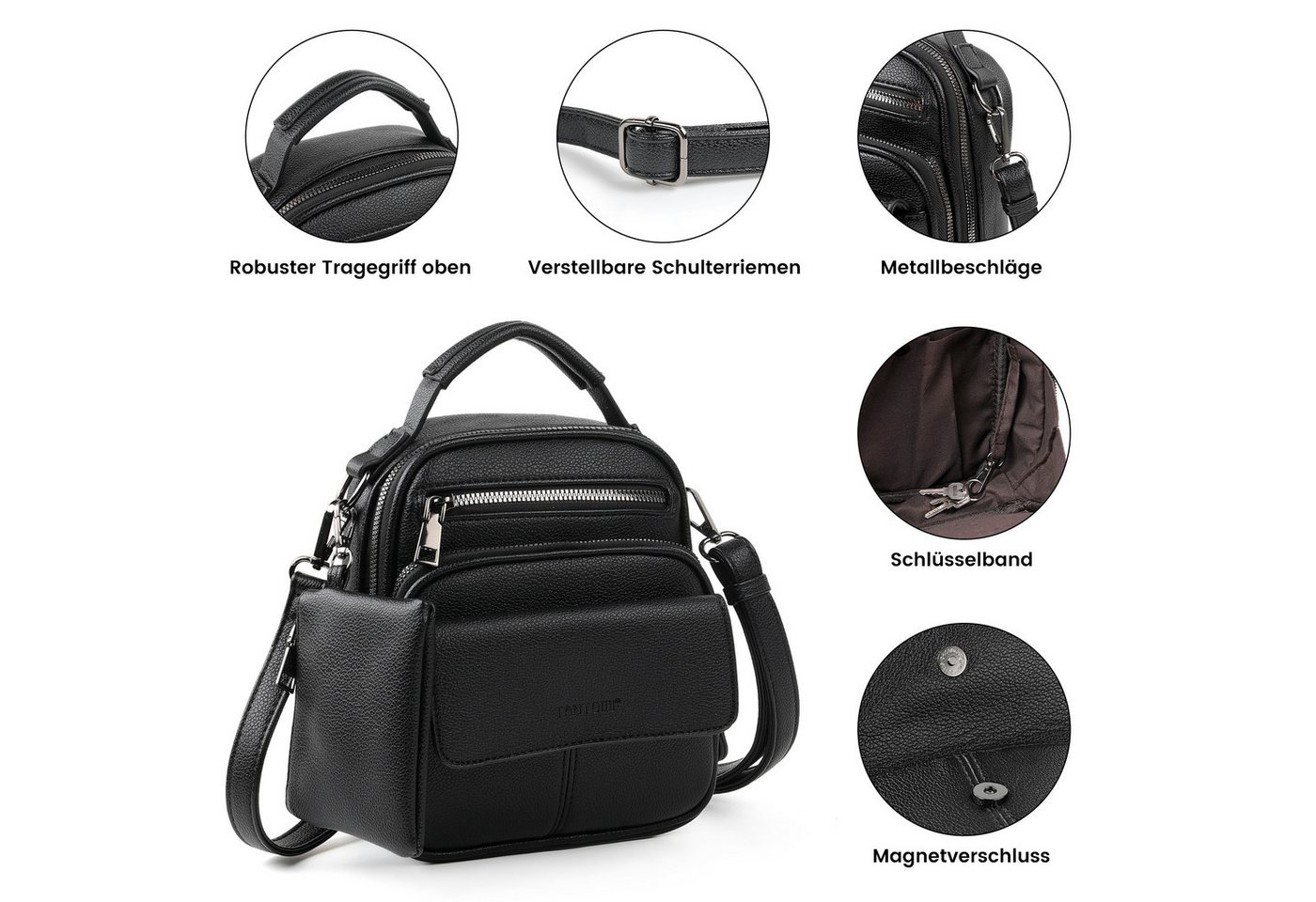 TANTOMI Cityrucksack Kleiner Rucksack Damen Klein Cityrucksack Handtasche 2 in 1, Mini Backpack Women Elegant Casual Daypack Bild 4
