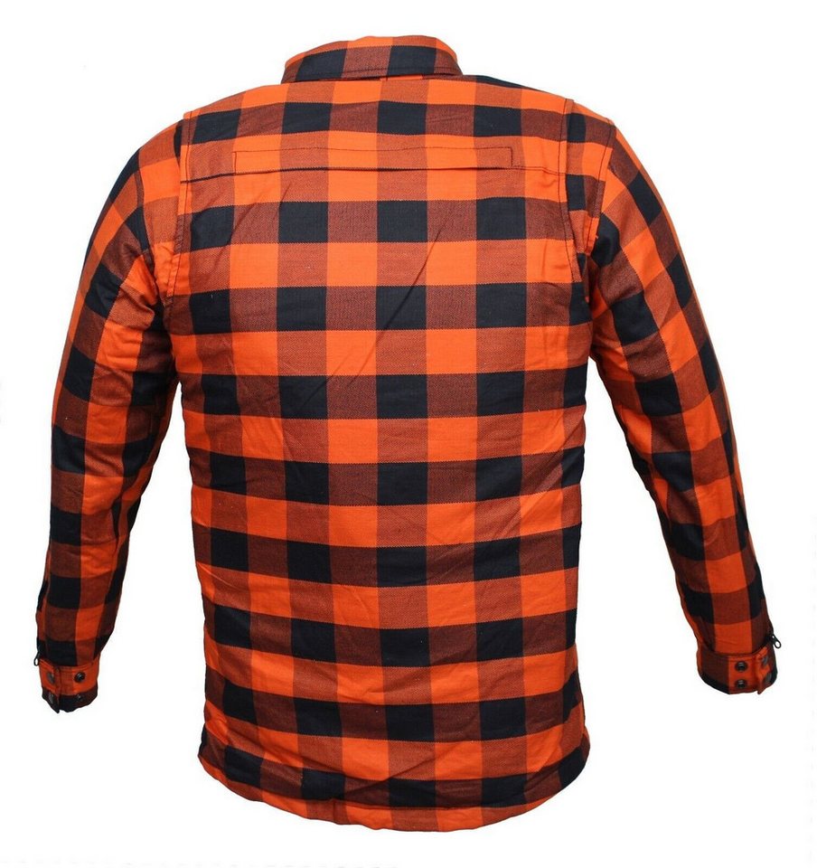 Alpha Speeds Motorradjacke Flanell-Holzfäller Motorrad KEV ARAMID Lumber Biker Hemd SLIM Orange (Wasserdicht & Winddicht & Atmungsaktiv + Belüftungstaschen / Motorradhemd) All Season, wasserdichte Reißverschlüsse, mit Protektoren Bild 5