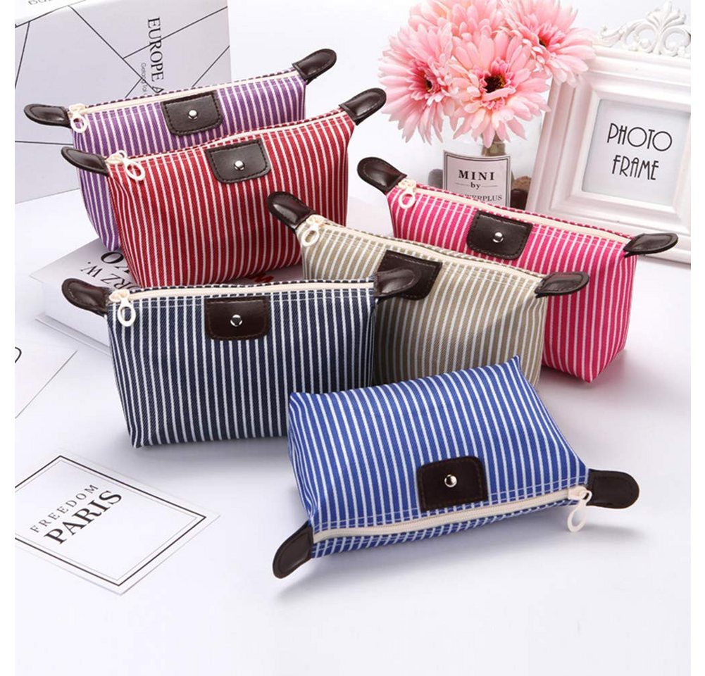Coonoor Kosmetiktasche 5-teiliges Kosmetiktasche, Mini-Reise-Waschtasche, (5-tlg), tragbare Kosmetiktasche, gestreifter Aufbewahrungsbeutel Bild 2