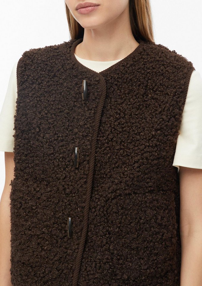 s.Oliver Outdoorjacke Outdoor-Weste Teddyweste mit Knebelknöpfen