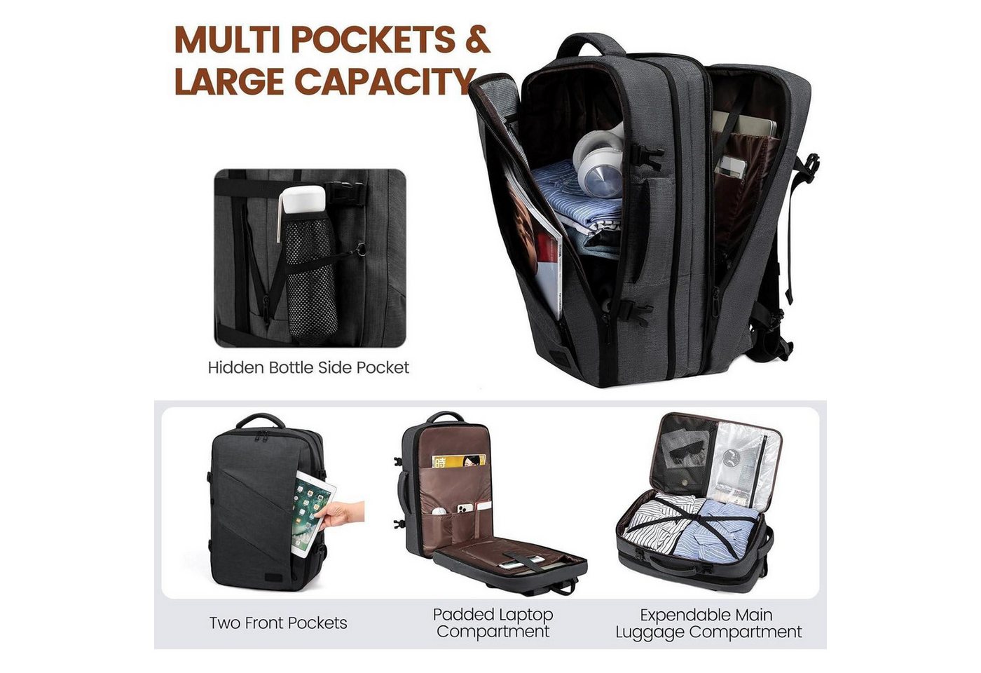 LuxusKollektion Reiserucksack Handgepäck Rucksack 30L Reiserucksack Herren Damen Travel Backpack Bild 4