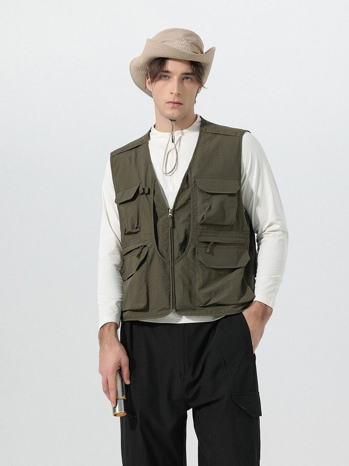 YOUTHUP Funktionsweste Herren V-Ausschnitt Utility-Weste Bild 4