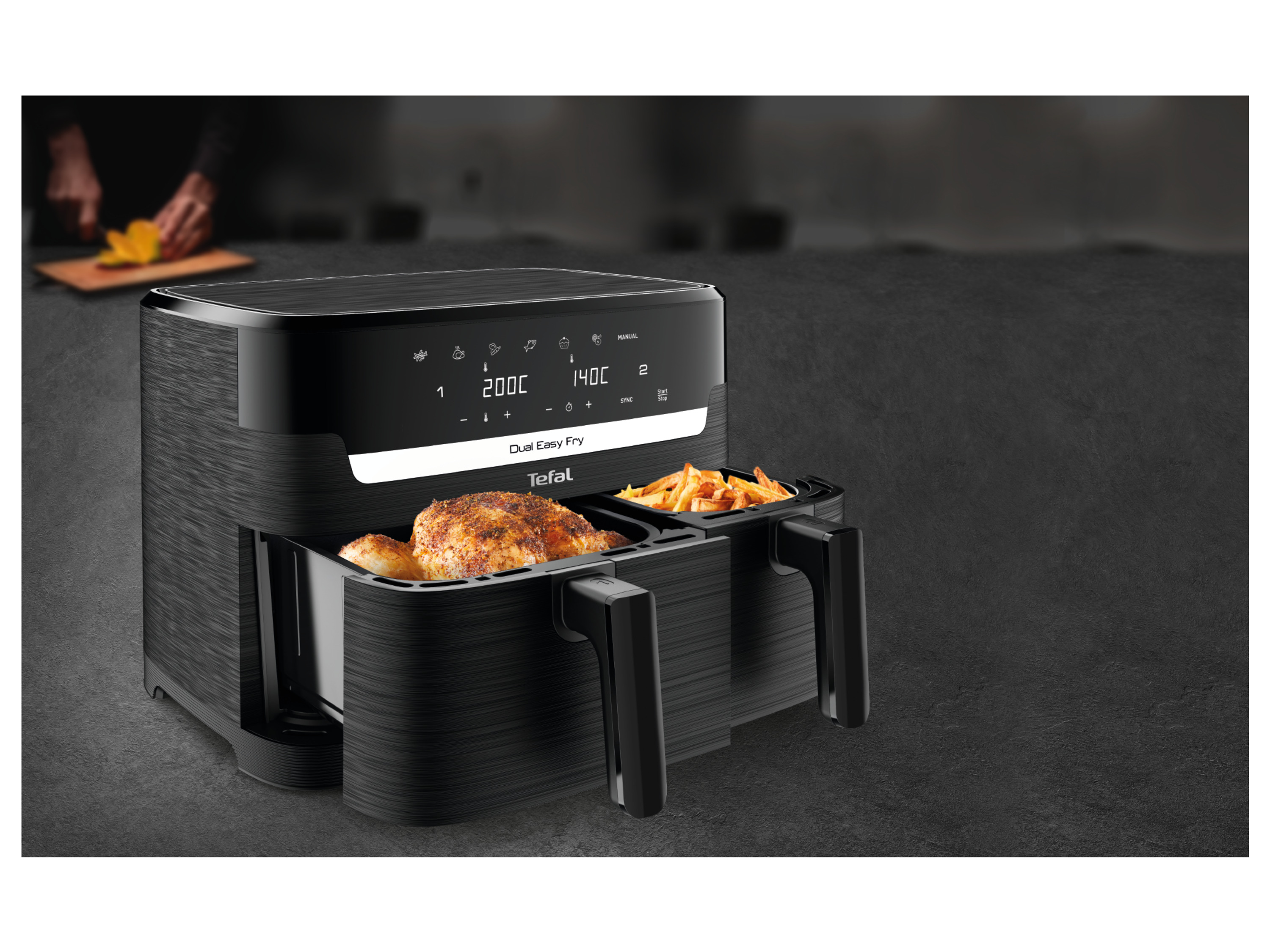 TEFAL Doppelzonen-Heißluftfritteuse »Dual Easy Fry Essential EY901N», 1x 5,2 l und 1 x 3,1 l