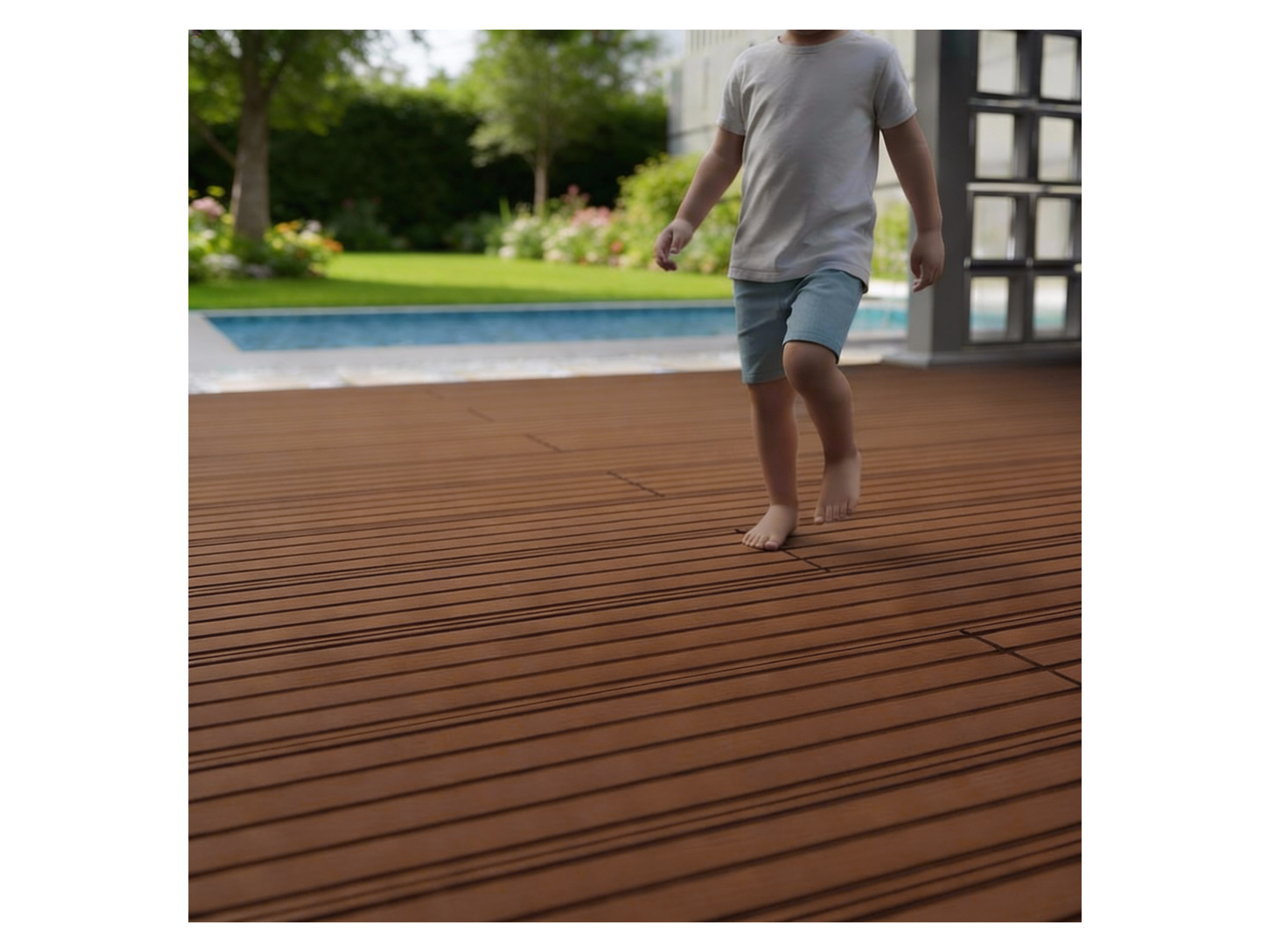 JUSKYS WPC Terrassendielen, mit Clipsystem (4 m², Teak)