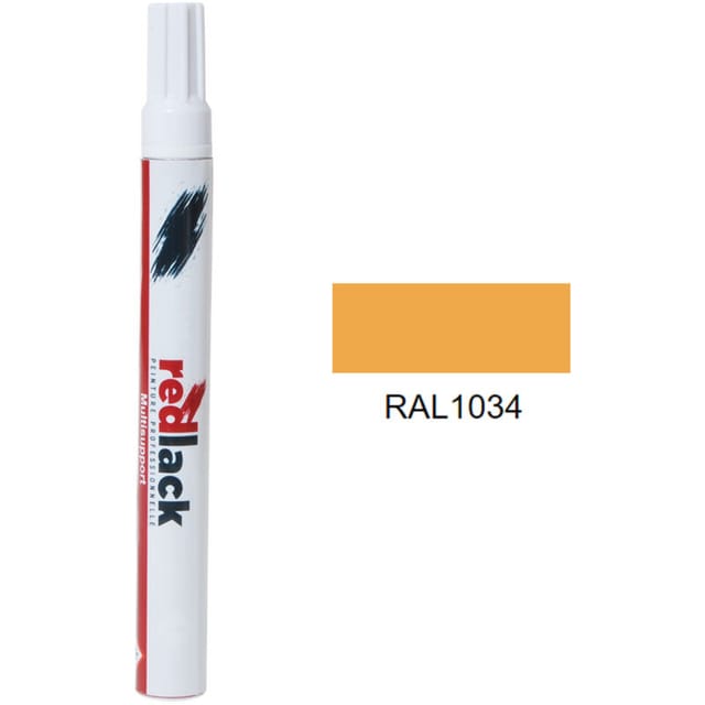 Retuschierstift 8 ml – RAL 1034 - Seidenmatt - Pastellgelb - für verschiedene Oberflächen - Redlack
