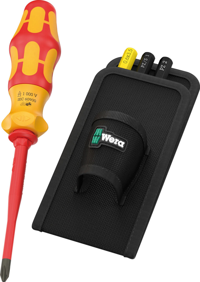 Wera Kraftform Kompakt VDE GO RA 1 Schraubendreher Set mit Holster PH 2 PZ 2 PZ/S 1 Schlitz 0.6x3.5 5-tlg.