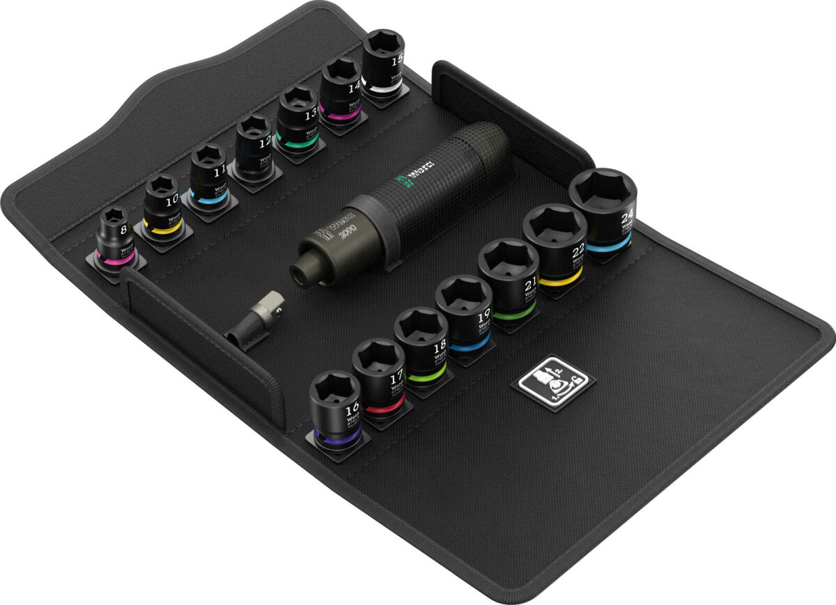Wera 2090/16 Impaktor Schlagschraubendreher Set 1 mit Steckschlüsseleinsätzen metrisch 3/8" 16-tlg.