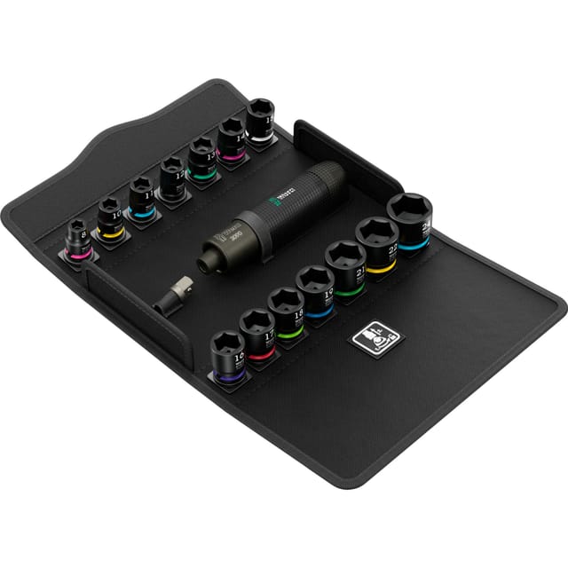 Wera 2090/16 Impaktor Schlagschraubendreher Set 1 mit Steckschlüsseleinsätzen metrisch 3/8" 16-tlg.